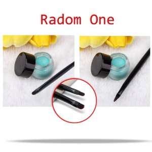 Double Ended Eye Liner Eyeshadow Brush and Turquoise Eyeliner Gel 