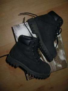 Boys Toddler Black Suede Timberland Hiking Boots Sz 8.5  