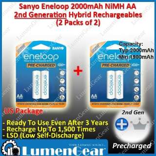 Sanyo Eneloop AA Hybrid NiMH 2nd Gen Precharged Rechargeable HR 3UTGA 