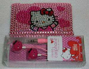 HELLO KITTY IPOD Touch 3g 3 Case RHINESTONE Cover Earbud Set PINK 