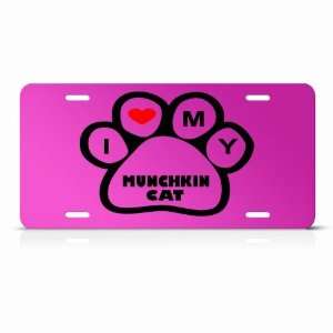 Munchkin Cats Pink Novelty Animal Metal License Plate Wall Sign Tag