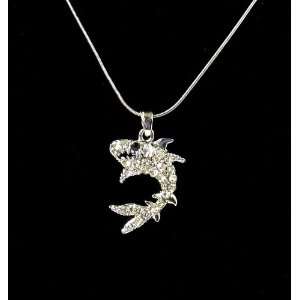  Crystal Wild White Shark Pendant Necklace 