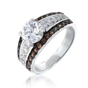 Bling Jewelry Pave Chocolate and Round CZ Diamond Engagement Ring size 