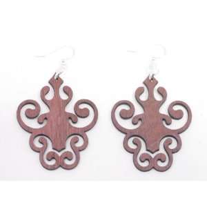  Pink Fancy Ink Blot Wooden Earrings GTJ Jewelry