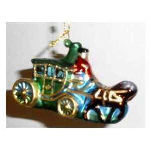    Horse & Carriage Hand Blown Glass Ornament 