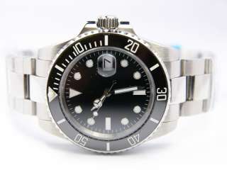 008 PARNIS SWISS ETA2836 2 25J AUTO CERAMIC BEZEL SUBMARINER STEEL 