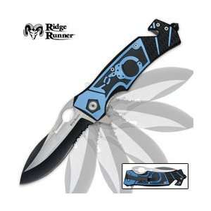  Ridge Runner Blue Handcuff Design Folding Knife Sports 
