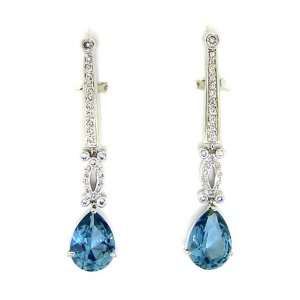   /Contemporary Dangle Earrings w/Blue Spinel & White CZs Jewelry