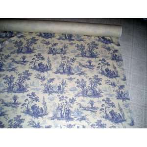  Cream/blue Toile Fabric 2 Yards