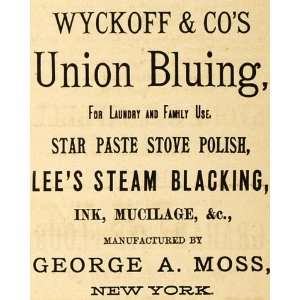 1883 Ad Wyckoff Union Bluing Laundry Star Paste Stove 