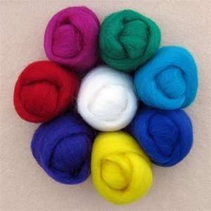    Natural Wool Roving   8 Primary Colors Arts, Crafts & Sewing