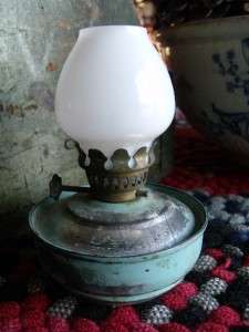 Small Primitive Antique SA VU England Kerosone Oil Lamp Original 