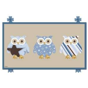 Mod Owl Friends Retro Blue Canvas Art 