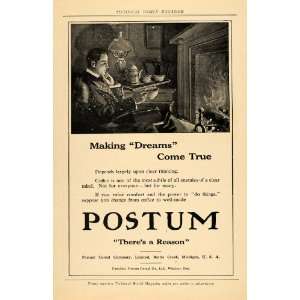  1911 Ad Postum Cereal Co Caffeine Free Drink Fireplace 