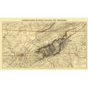 GREAT SMOKY MOUNTAIN REGION TENNESSEE (TN/NC) MAP 1864:  