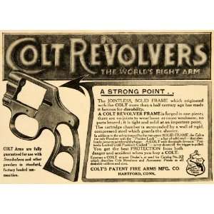  1909 Ad Colt Revolvers Right Arm Patent Fire Smokeless 