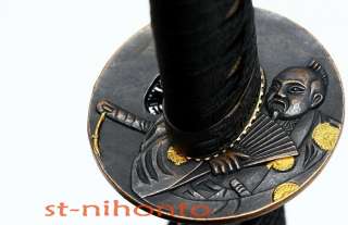 handmade 9260spring steel straight blade warrior tsuba ninja katana 