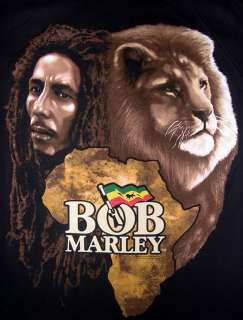 Bob Marley Lion black t shirt 1X 4X Zion Rootswear with reggae flag 