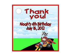 Racing Race Cars Boy Birthday Favors Gift Tags Square Personalized 