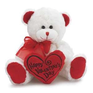 White & Red Happy Valentines Day Plush Teddy Bear Stuffed Animal 