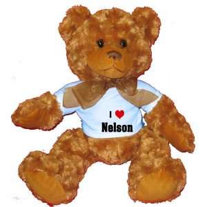   Love/Heart Nelson Plush Teddy Bear with BLUE T Shirt: Toys & Games