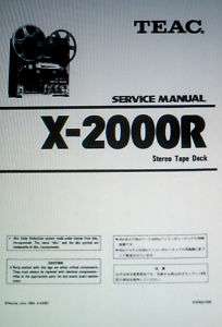 TEAC X 2000R STEREO TAPE DECK SERVICE MANUAL BOUND ENG  