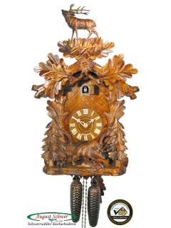 Black Forest Cuckoo Clock 8 Day Carving Wild Boar NEW  