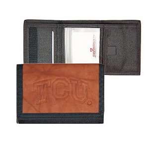  TCU Horned Frogs Leather/Nylon Embossed Tri Fold Wallet 