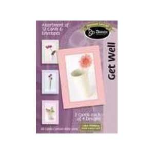  Boxed Gift Cards Get Well Flowers Set 3 (12 Pack 