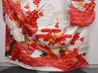 4449# Japanese KIMONO BLEND / VINTAGE WEDDING FURISODE / EMBROIDERY 