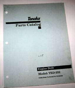 Tanaka TED 232 Engine Drill Parts Catalog manual book  
