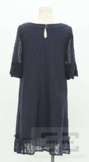 Juicy Couture Navy Blue Cotton & Silk Swiss Dot Dress Size 6  