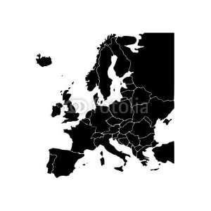   Europa Landkarte Länder Schwarz   Removable Graphic