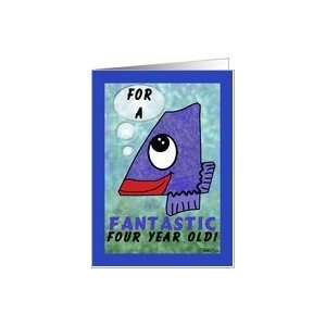   Fantastic 4 year old  Number Four Shaped Fish Card Toys & Games