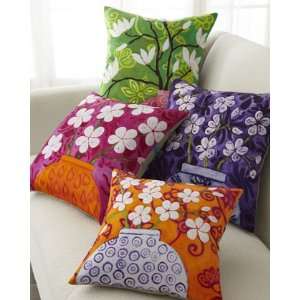  White FlowersOrange Vase Pillow