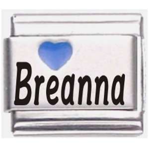  Breanna Dark Blue Heart Laser Name Italian Charm Link 