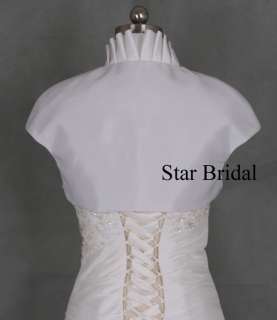 White Taffeta Wedding Bridal Bolero Jacket Shrug S L 05  