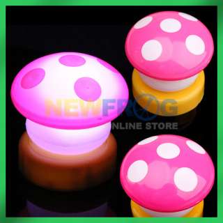 New LED Mushroom Press Down Touch Night Light Lamp Pink  