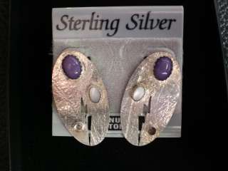 AMETHYST LIGHTNING BOLT on STERLING SILVER Earrings  