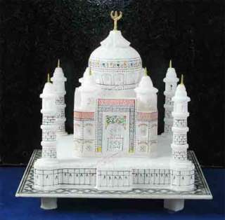 Alabaster Stone Carved Painted TAJ MAHAL Model India  