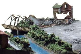 using building and rubbles to build a town using bombed bridge using 