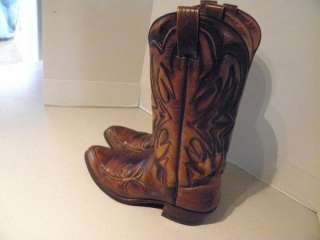   70s Custom Dan Post Hand Tooled Leather Cowboy Boots 10 D  