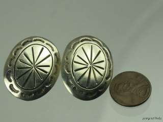 VINTAGE MEXICAN TAXCO STAMPED STERLING SILVER CONCHO EARRINGS  
