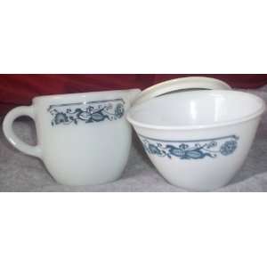  Pyrex Corning Old Town (Blue Onion) Small Cream and Sugar 