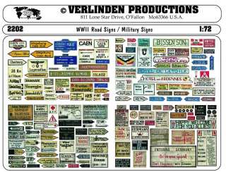 Verlinden 172 Road Signs / Military Signs WWII #2202  