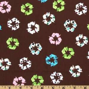  44 Wide Save The World Recycle Brown Fabric By The Yard 