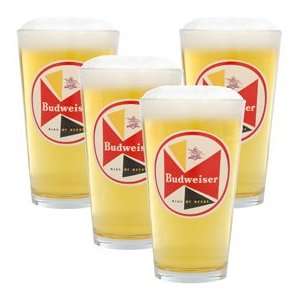 Budweiser Heritage Tray Logo Pint Glasses Set of 4:  
