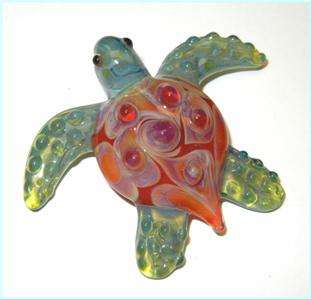 lampwork Boro Glass Pendant focal Bead   Sea Turtle  