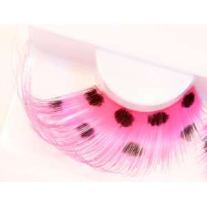   Pink Polka Dots False Synthetic Eyelashes W592 Dance Halloween Costume
