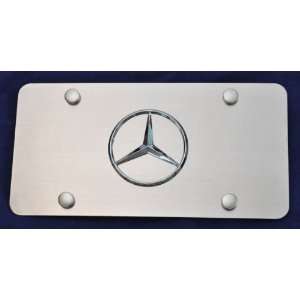    Benz Logo on Brush Stainless Steel License Plate 